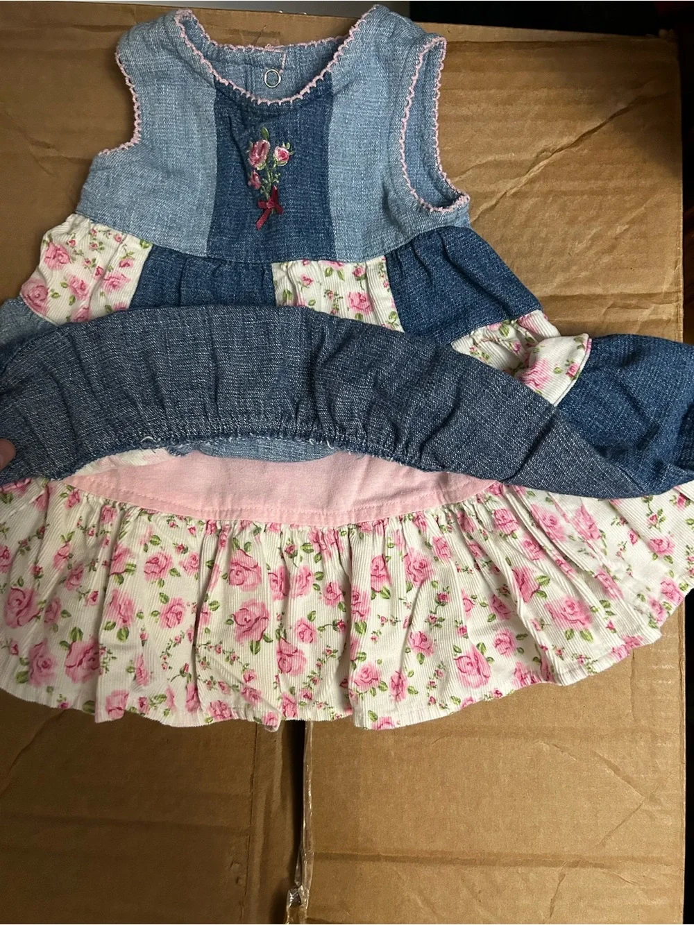 The Children's Place Blue Denim & Pink Rose Patchwork Dress - Picture 2 of 4